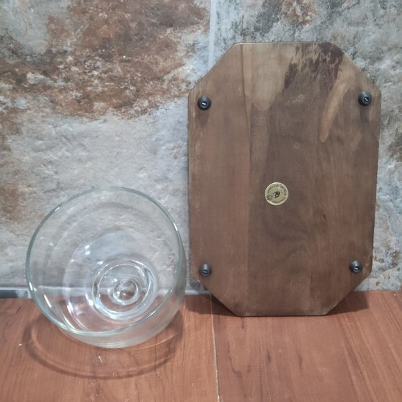 Vintage Cheese and Cracker Platter Tray Ceramic Tile Glass Dome Himark 1982 - Picture 4 of 14